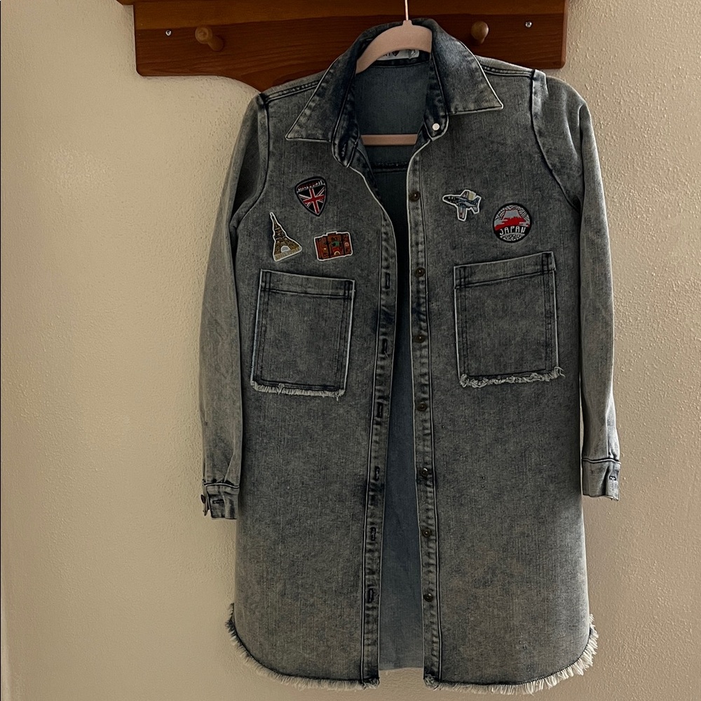 Next Gray Denim Jacket with Patches